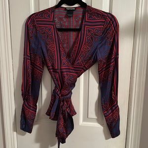 Scotch & Soda Blue & Red Wrap Blouse
